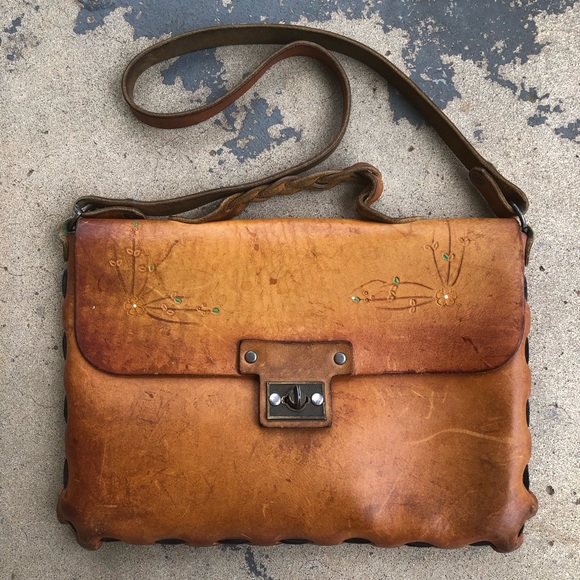 western tooled leather briefcase